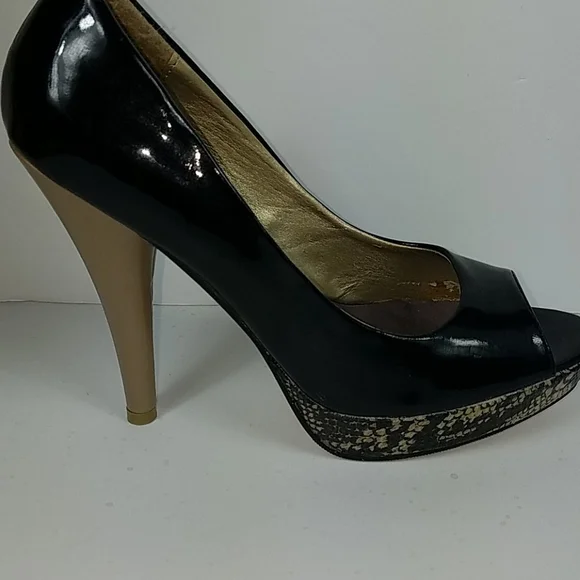Madden Girl, black, taupe and reptile platforms - Picture 4 of 14